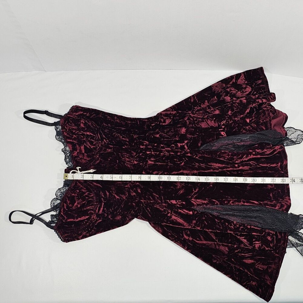 Dolls Kill Widow Red Velvet Lace Trim Mini Dress Size S Vampire Goth Witch NWT - Picture 8 of 8